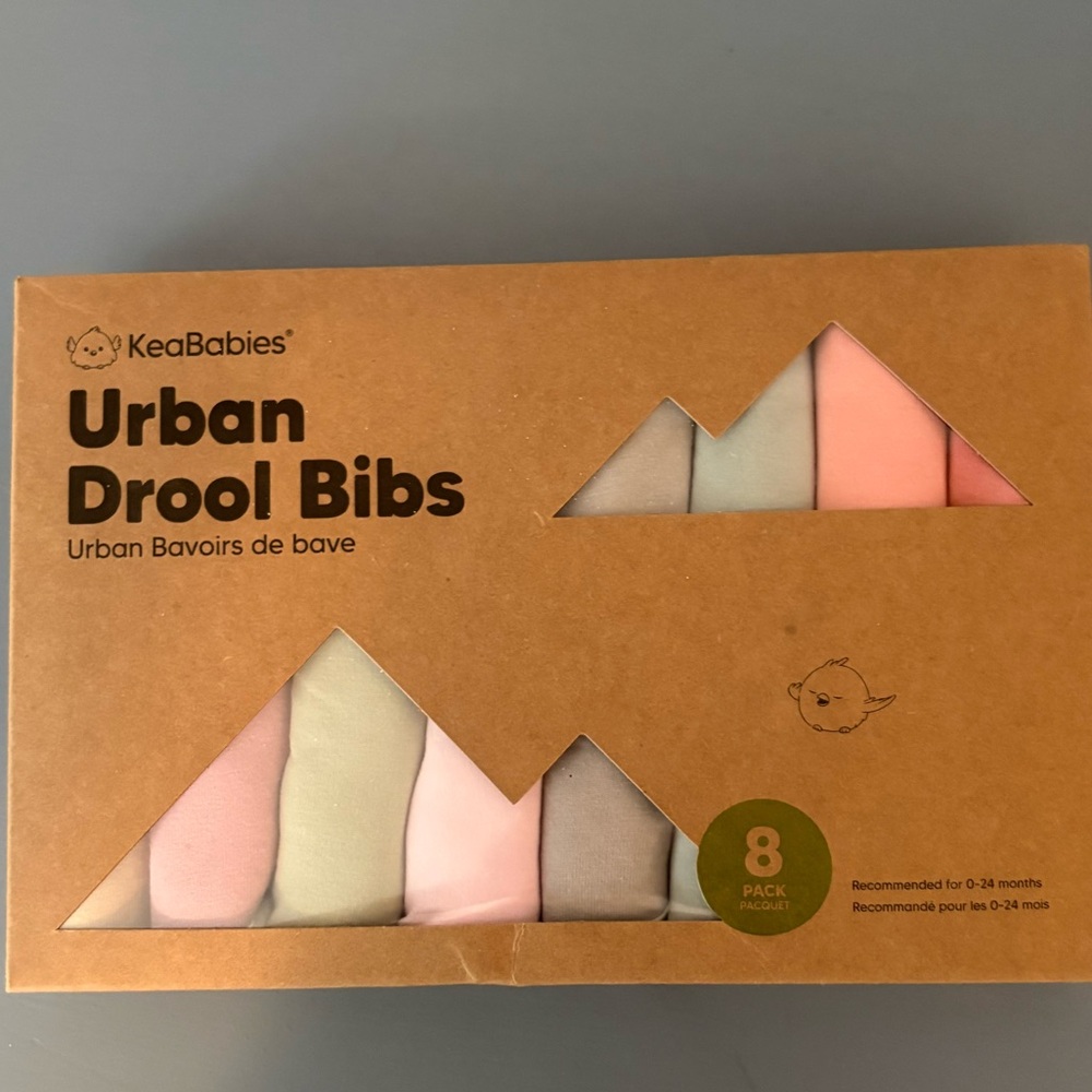 Urban Drool Bibs - 8 Pack in Pink, Gray, and Cream